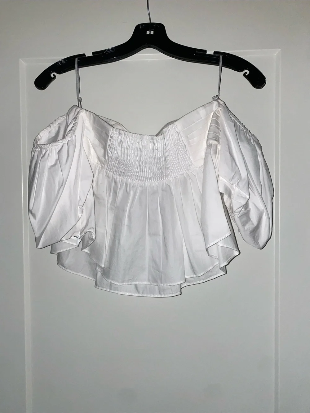 Never worn Zara White Off-Shoulder Peplum Blouse - Picture 2 of 4